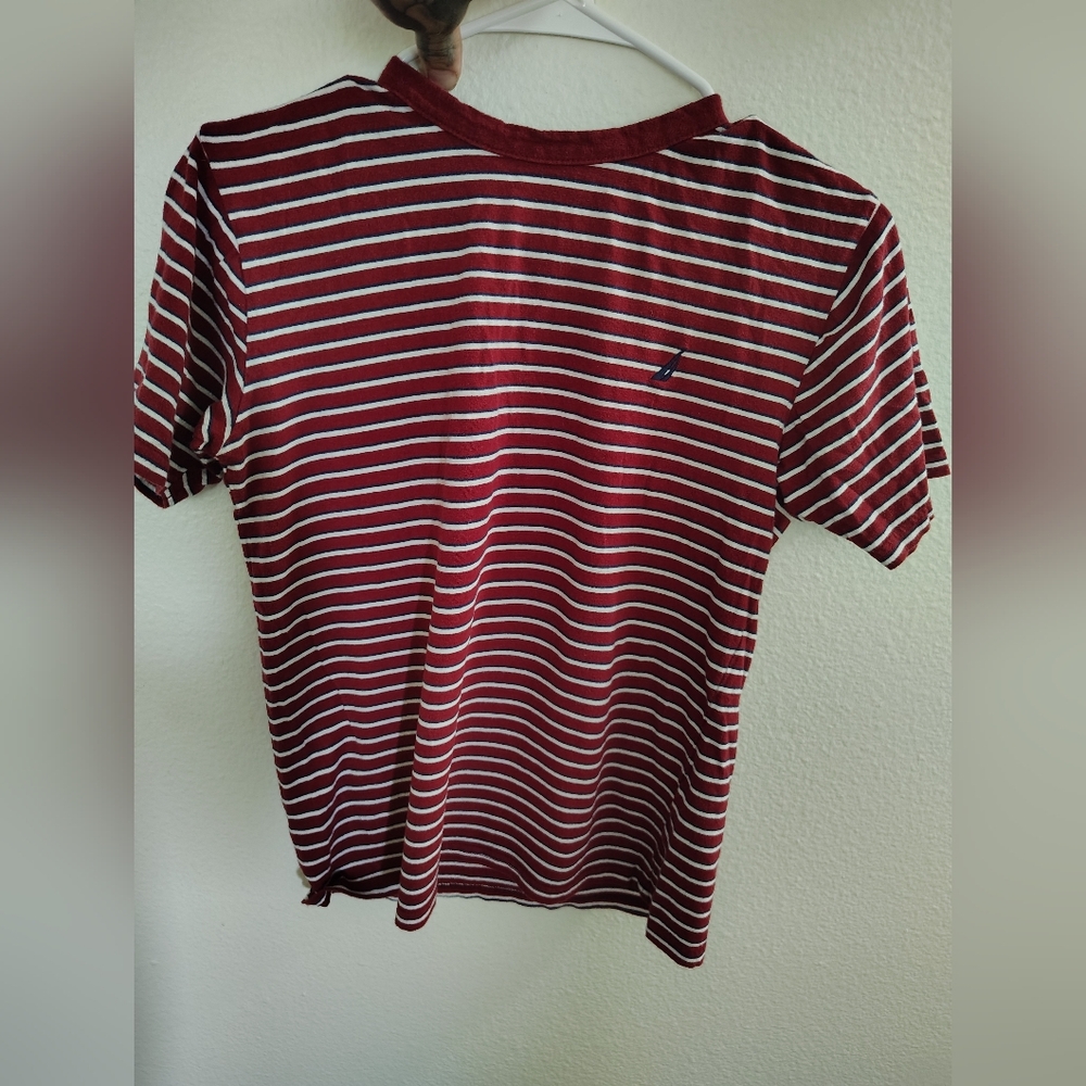Nautica Red and White Striped Shirt